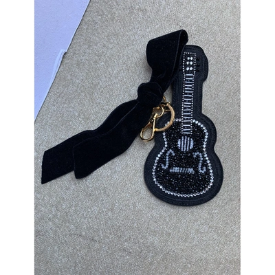 Pre-owned Miu Miu Leather Key Ring In Black