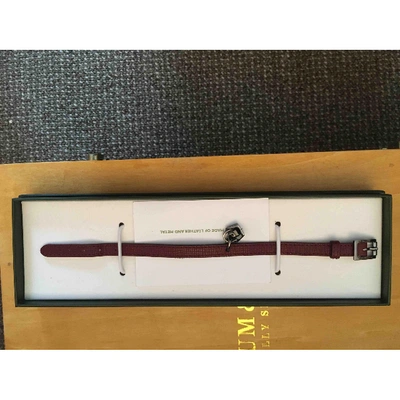 Pre-owned Longchamp Leather Bracelet In Burgundy