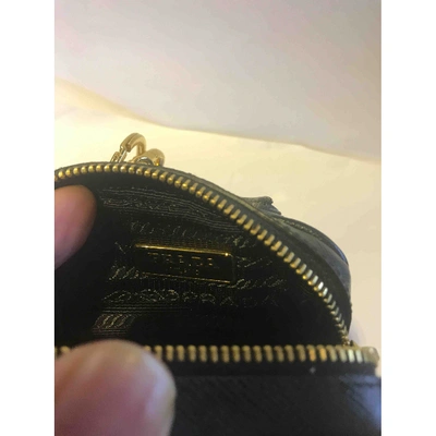 Pre-owned Prada Leather Key Ring In Black