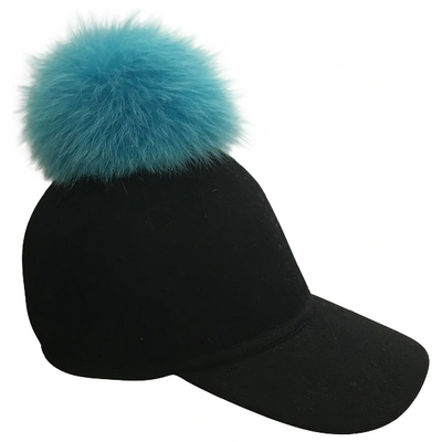 Pre-owned Charlotte Simone Black Faux Fur Hat