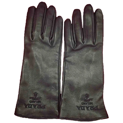 Pre-owned Prada Black Leather Gloves