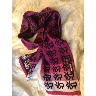 Pre-owned Dkny Wool Scarf In Pink