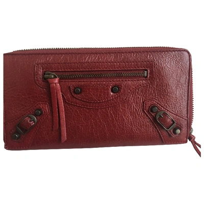 Pre-owned Balenciaga Leather Wallet In Burgundy