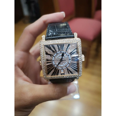 Pre-owned Franck Muller Master Square Pink Gold Watch In Black