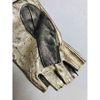 Pre-owned Paule Ka Leather Mittens In Gold