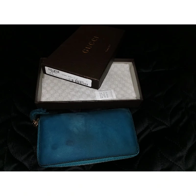 Pre-owned Gucci Turquoise Leather Wallet