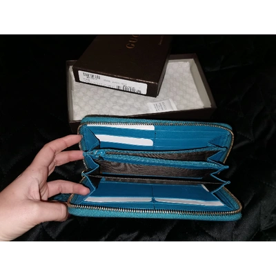 Pre-owned Gucci Turquoise Leather Wallet