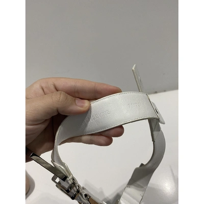 Pre-owned Versace Leather Belt In White
