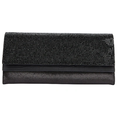 Pre-owned Swarovski Leather Clutch In Black