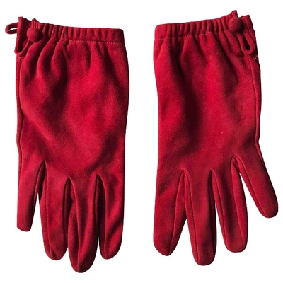 Pre-owned Prada Red Suede Gloves