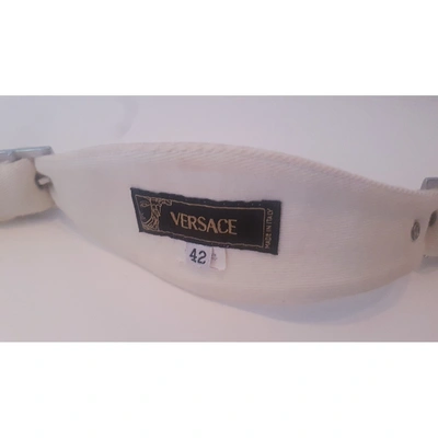 Pre-owned Versace White Cotton Belt