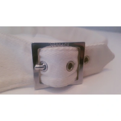 Pre-owned Versace White Cotton Belt