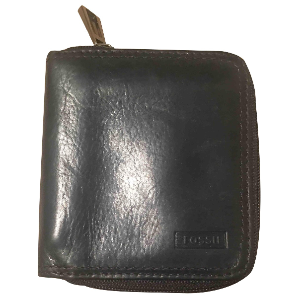 fossil black leather purse
