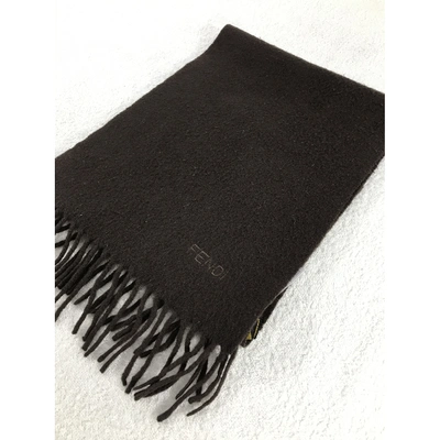 Pre-owned Fendi Wool Scarf In Grey