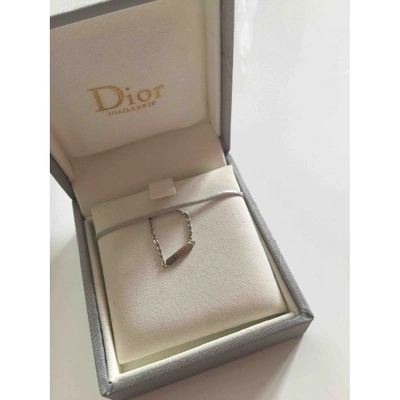 Pre-owned Dior Gourmette White Gold Ring In Silver