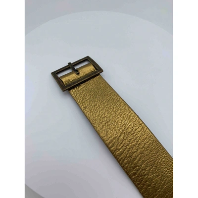 Pre-owned Reem Acra Leather Belt In Gold