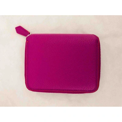 Pre-owned Versace Leather Card Wallet In Pink