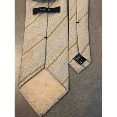 Pre-owned Gucci Silk Tie In Beige