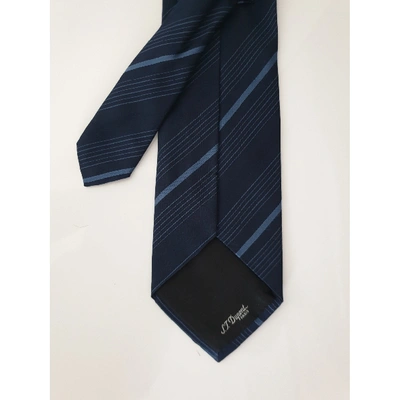 Pre-owned St Dupont Silk Tie In Blue