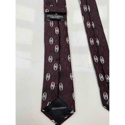 Pre-owned Dolce & Gabbana Silk Tie In Burgundy