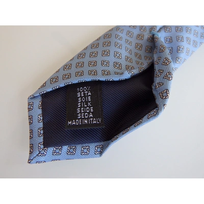 Pre-owned St Dupont Silk Tie In Blue