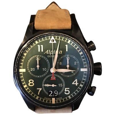 Pre-owned Alpina Startimer Pilot Khaki Steel Watch