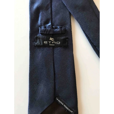 Pre-owned Etro Silk Tie In Blue