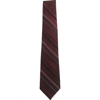 Pre-owned Dkny Silk Tie In Burgundy