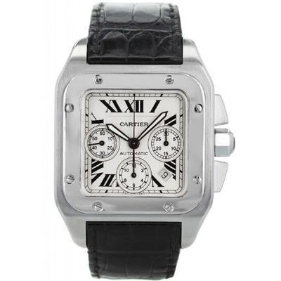 Pre-owned Cartier Santos 100 Black Silver Watch