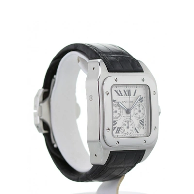 Pre-owned Cartier Santos 100 Black Silver Watch