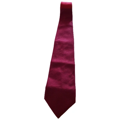 Pre-owned Azzaro Silk Tie In Burgundy