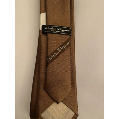 Pre-owned Ferragamo Silk Tie In Brown