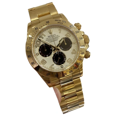 Pre-owned Rolex Daytona Yellow Gold Watch In White
