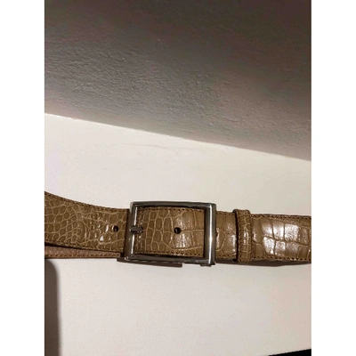 Pre-owned Prada Camel Crocodile Belt