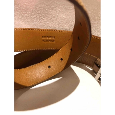 Pre-owned Prada Camel Crocodile Belt