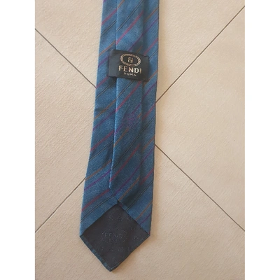 Pre-owned Fendi Silk Tie In Blue