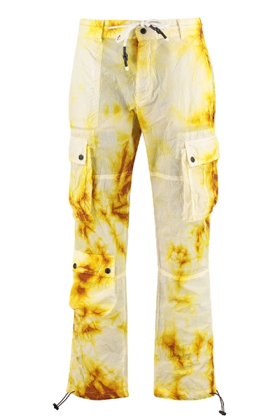 Shop Palm Angels Tie-dye Cargo Trousers In Yellow