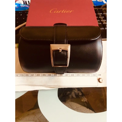 Pre-owned Cartier Black Leather Watch