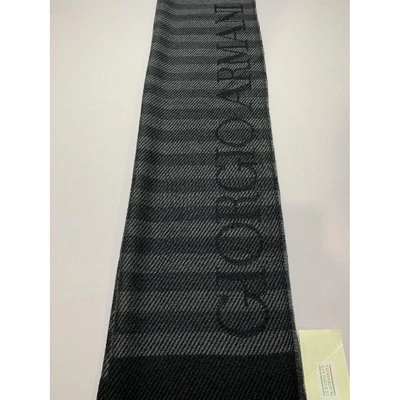 Pre-owned Giorgio Armani Wool Scarf & Pocket Square In Black