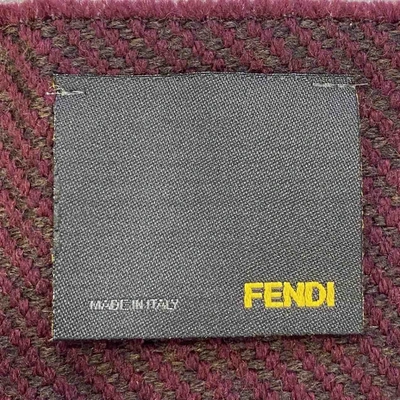 Pre-owned Fendi Wool Scarf & Pocket Square In Burgundy