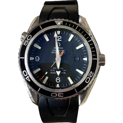 Pre-owned Omega Seamaster Planet Ocean Watch In Black