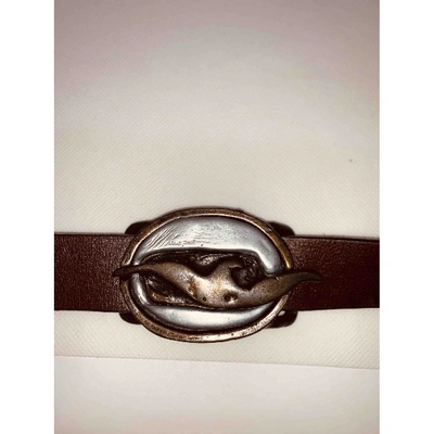 Pre-owned Armani Jeans Leather Belt In Brown