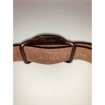 Pre-owned Armani Jeans Leather Belt In Brown