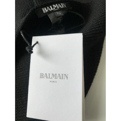 Pre-owned Balmain Black Wool Scarf & Pocket Squares
