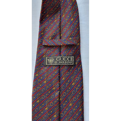 Pre-owned Gucci Silk Tie In Burgundy