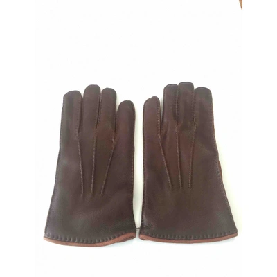 Pre-owned Larusmiani Brown Leather Gloves