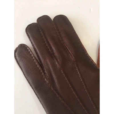 Pre-owned Larusmiani Brown Leather Gloves