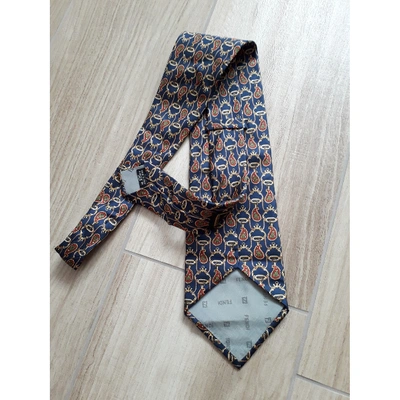 Pre-owned Fendi Silk Tie In Blue