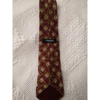 Pre-owned Chanel Silk Tie In Red