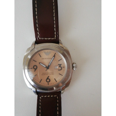Pre-owned Emporio Armani Watch In Brown